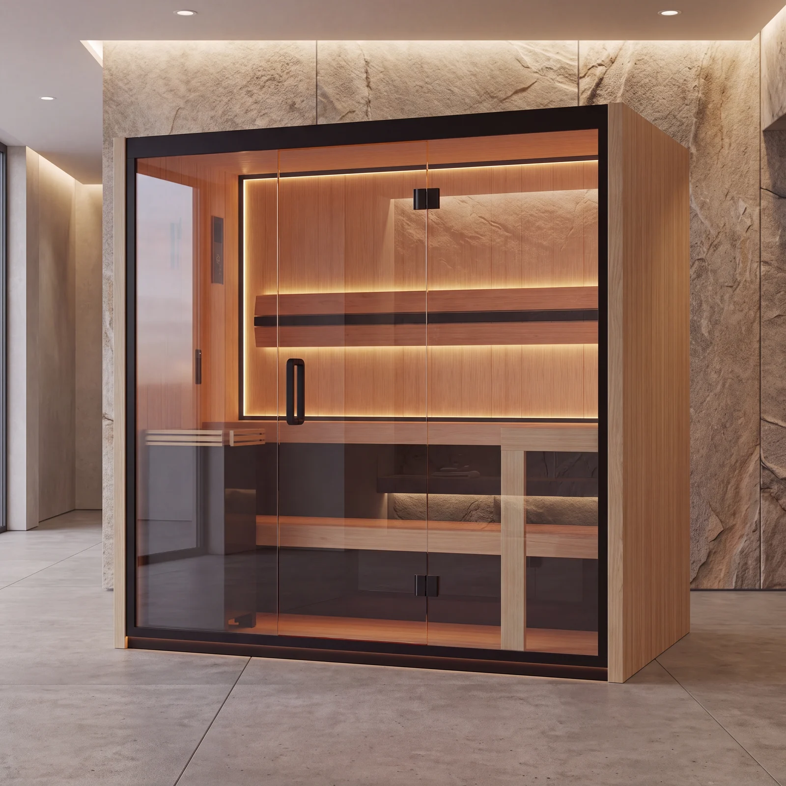 Peakspan Nora indoor sauna — front view